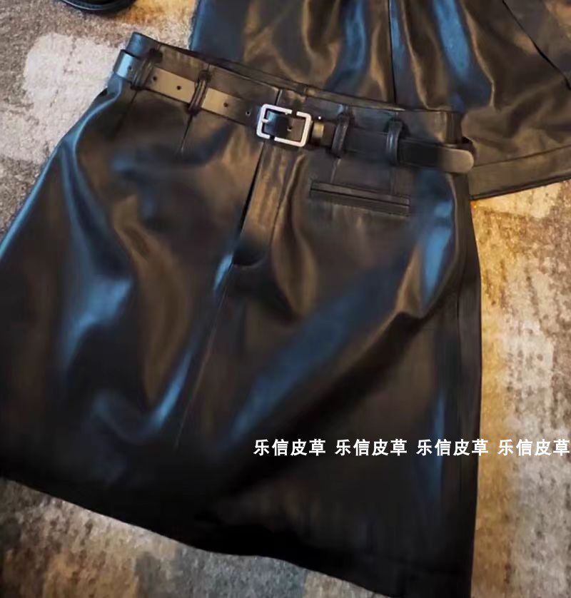 2024秋冬新款皮裙半身裙女高腰显瘦a字包臀短裙子时尚百搭绵羊皮