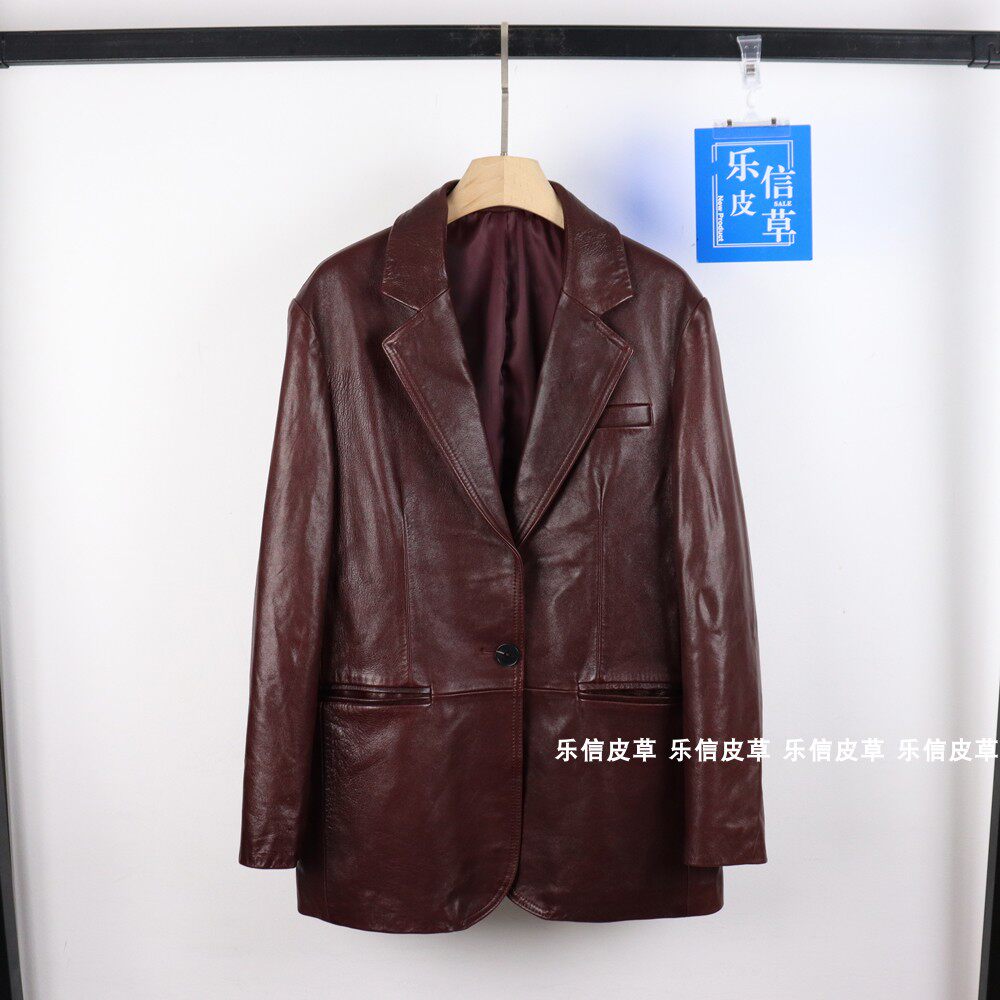 宽松显瘦绵羊皮休闲夹克复古廓形
