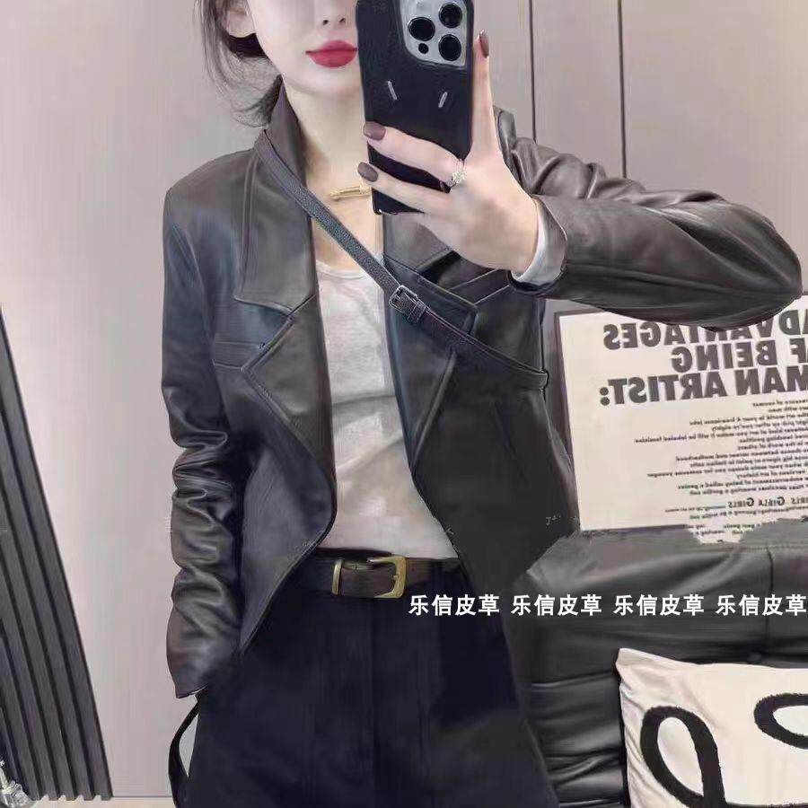 黑色小皮衣春秋新款爆款外套女高级感小个子真皮绵羊皮短款夹克