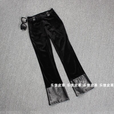 百搭松紧腰拼接九分女裤