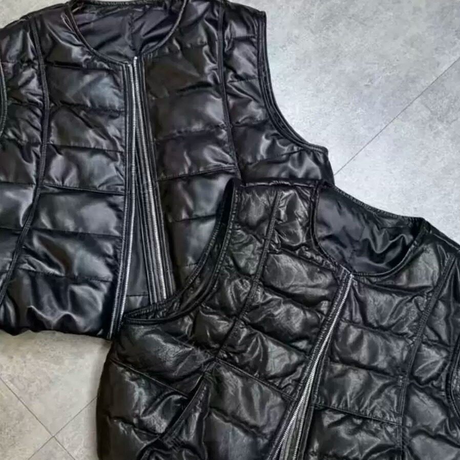 黑色皮质马甲女短款机车风显瘦