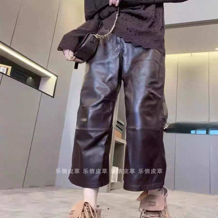 新款真皮皮裤女绵羊皮时尚百搭气质休闲长裤时尚修身显瘦九分裤