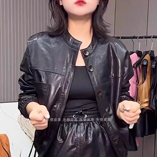 绵羊皮真皮新款皮衣女款时尚单排扣洋气外套百搭显瘦气质休闲夹克