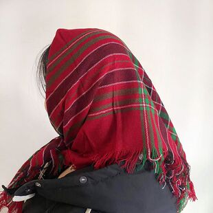 中老年四方头巾女包头四季 网红表演保暖奶奶围巾 针织方巾农村老式