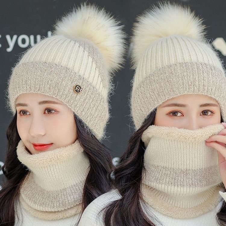 秋冬季帽子女韩版潮百搭时尚加绒毛线帽冬天骑车保暖防风防寒棉帽