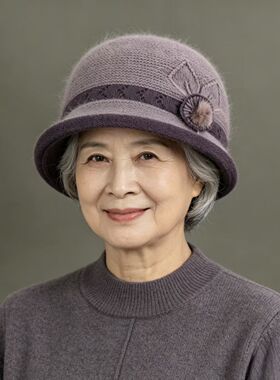 冬季中老年女士帽子大全70到80岁老年人老太太老人妈妈针织渔夫帽