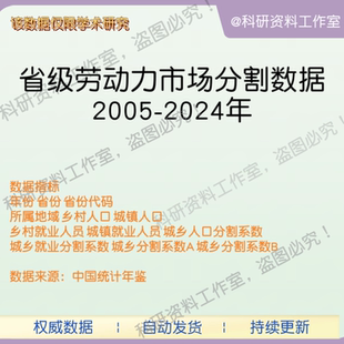 各省劳动力市场分割数据2005-2024年城乡就业人员数城乡人口
