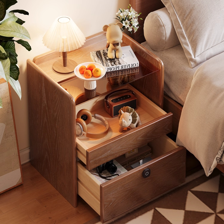 床头柜带指纹锁储物柜小型保险柜