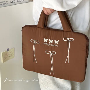 电脑包14寸手提防震蝴蝶结大容量平板收纳袋内胆ipad笔记本手提包