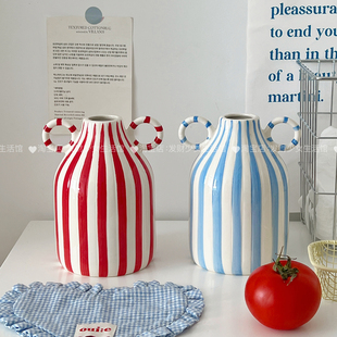 花瓶摆件客厅插花奶油风陶瓷装 饰道具 饰摆设家居玄关电视柜桌面装