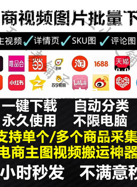 电商视频图片批量下载淘宝天猫京东1688亚马逊抖店P多多图片下载