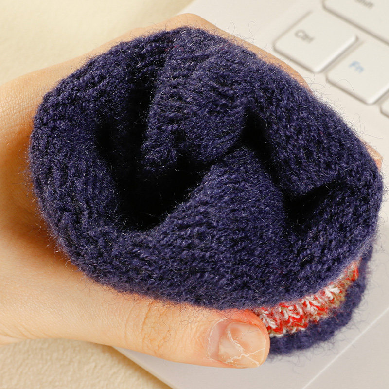 HALF-FINGER GLOVES MENS WINTER WARM PLUS VELVET THICK KNITTED WOOL FINGERLESS STUDENTS WRITING RIDING AUTUMN AND WINTER MEN