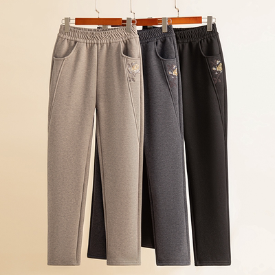 恒源祥官方正品中老年裤子女秋装春秋加绒加厚休闲裤婆婆奶奶直筒