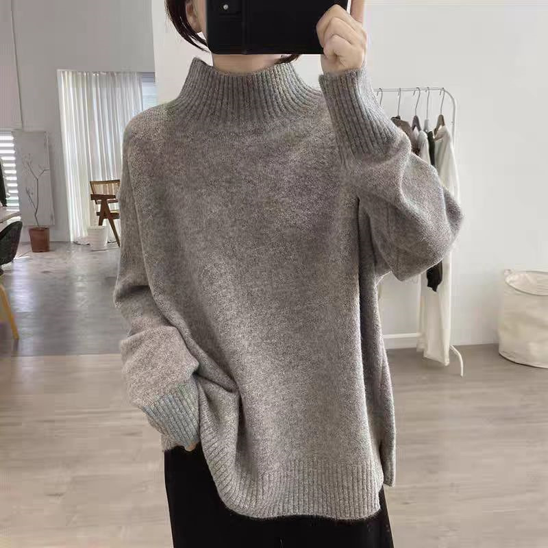 奥特莱斯万象折扣清仓软糯秋冬半高领毛衣女宽松大码显瘦百搭慵懒