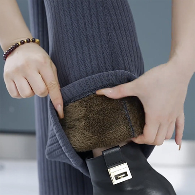 恒源祥官方正品加绒加厚阔腿裤女冬季高腰显瘦长毛绒一条过冬外穿