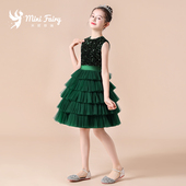 女童小提琴短款 演出服儿童生日礼服绿色洋气公主蓬蓬裙乐团合唱服