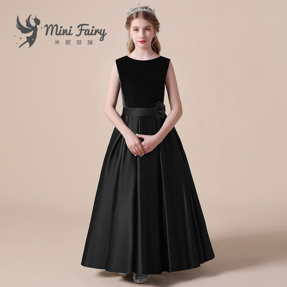 米妮菲瑞女童缎面高质感演出礼服