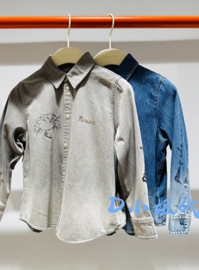 AP8210010 小江南蓬马童装2025秋装新款男童女童长袖牛仔衬衫 765