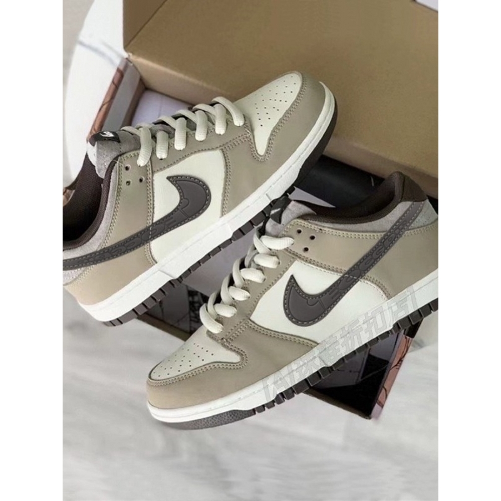 aj男鞋低帮灰白棕空军一号男款米黑棕色摩卡倒钩莆田aj1板鞋女款