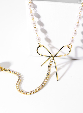 短款挂链气质蝴蝶结流苏甜美锁骨链女韩国版潮人时尚优雅网红项链