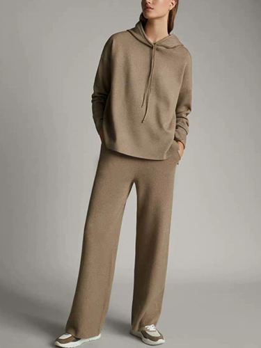 Осенняя демисезонная базовая трикотажная толстовка с капюшоном, трикотажный свитер, штаны, спортивный костюм, простой и элегантный дизайн