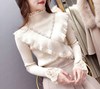 2018 Winter clothes new pattern Korean Edition heavy industry Nail bead Lace Mosaic Half a Long sleeve sweater Special Offer Clearance