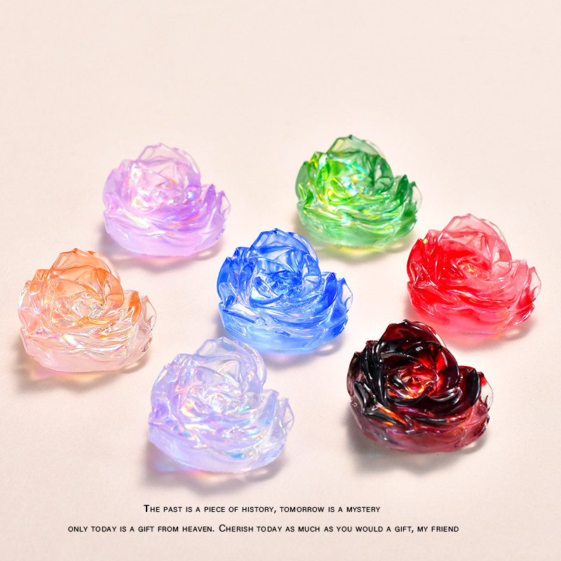 水晶爱心仿真花AB镀彩透明花朵 奶油胶手机壳手工发夹材料diy配件