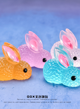仿真迷你夜光小兔子diy手工配件可爱小动物玩偶微景观摆件小礼物