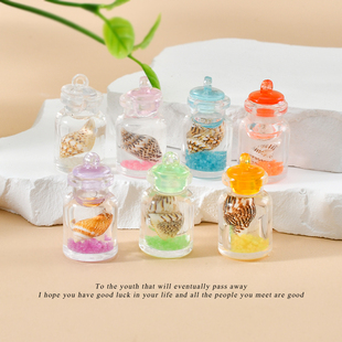 夜光仿真海螺贝壳漂流瓶迷你DIY钥匙扣挂件幸运许愿阿拉瓶小摆件