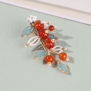 原创手工新款古风汉服头饰新娘边夹旗袍配饰夹子南瓜发夹儿童女生