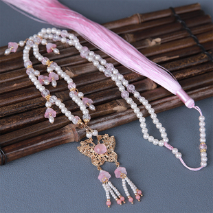 古风汉服少女粉色璎珞蝴蝶流苏项链背云国风旗袍配饰儿童软璎珞女