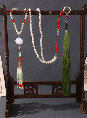 新中式汉服长款背云璎珞项链莲花吊坠长流苏日常百搭明制复古项圈