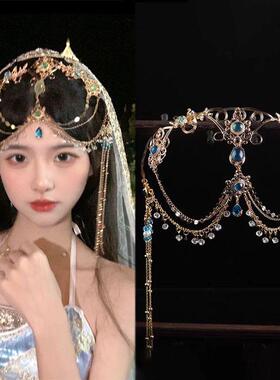新款敦煌发饰异域流苏西域头饰风情古风汉服舞姬饰品眉心公主额饰