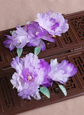 新中式发饰饰品2026新款春夏超仙紫色花朵发夹女鸭嘴夹氛围感拍照