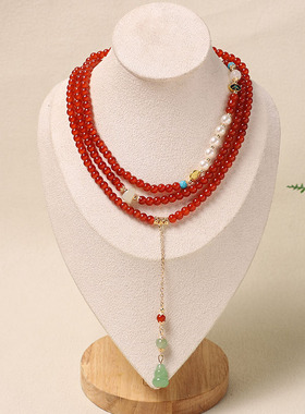 男女款百搭汉服琉璃珠仿红玛瑙