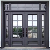 农村自建房大门进户门锌合金别墅大门双门庭院入户门钢化玻璃门