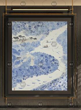 中山工厂直销金属框画灯现代简约那蓝客厅抽象装饰画餐厅沙发过道