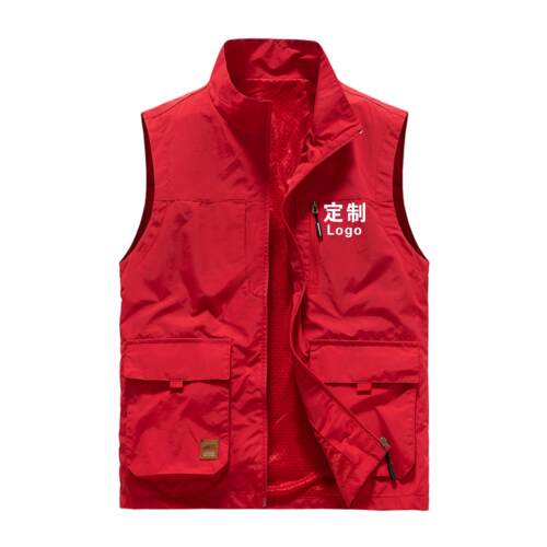 马甲定制印logo春夏季高端薄款多口袋户外休闲背心团队工作服马夹