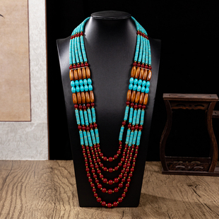 复原重磅秦汉战国袍璎珞 仿绿松石汉服项链 多层叠戴百搭不撞款