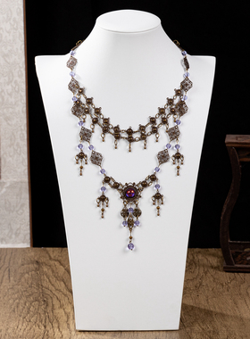 原创古铜色大祭司项链紫色铜片氛围感唯美写真出片古风璎珞百搭