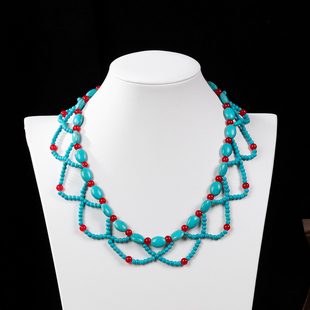 原创仿绿松石短款多层项链 旗袍复古汉服唐风璎珞 成人儿童拍照