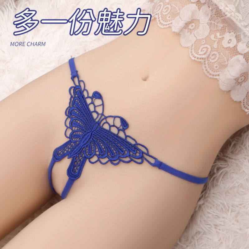 女士内裤性感蕾丝2025年丁字T裤低腰蝴蝶刺绣细带镂空网纱三角裤