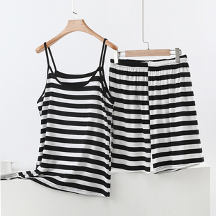 莫代尔背心短裤套装女夏新款内搭大码薄款吊带打底衫可外穿两件套
