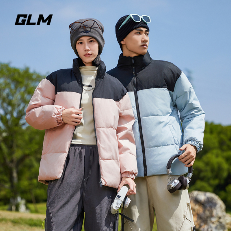 森马集团GLM情侣款拼色加厚黑金棉服立领时尚防风棉衣外套2
