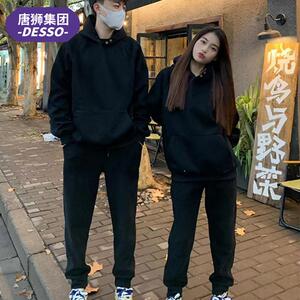 唐狮旗下DESSO春秋季美式高街情侣运动休闲长裤纯色加绒束脚卫裤
