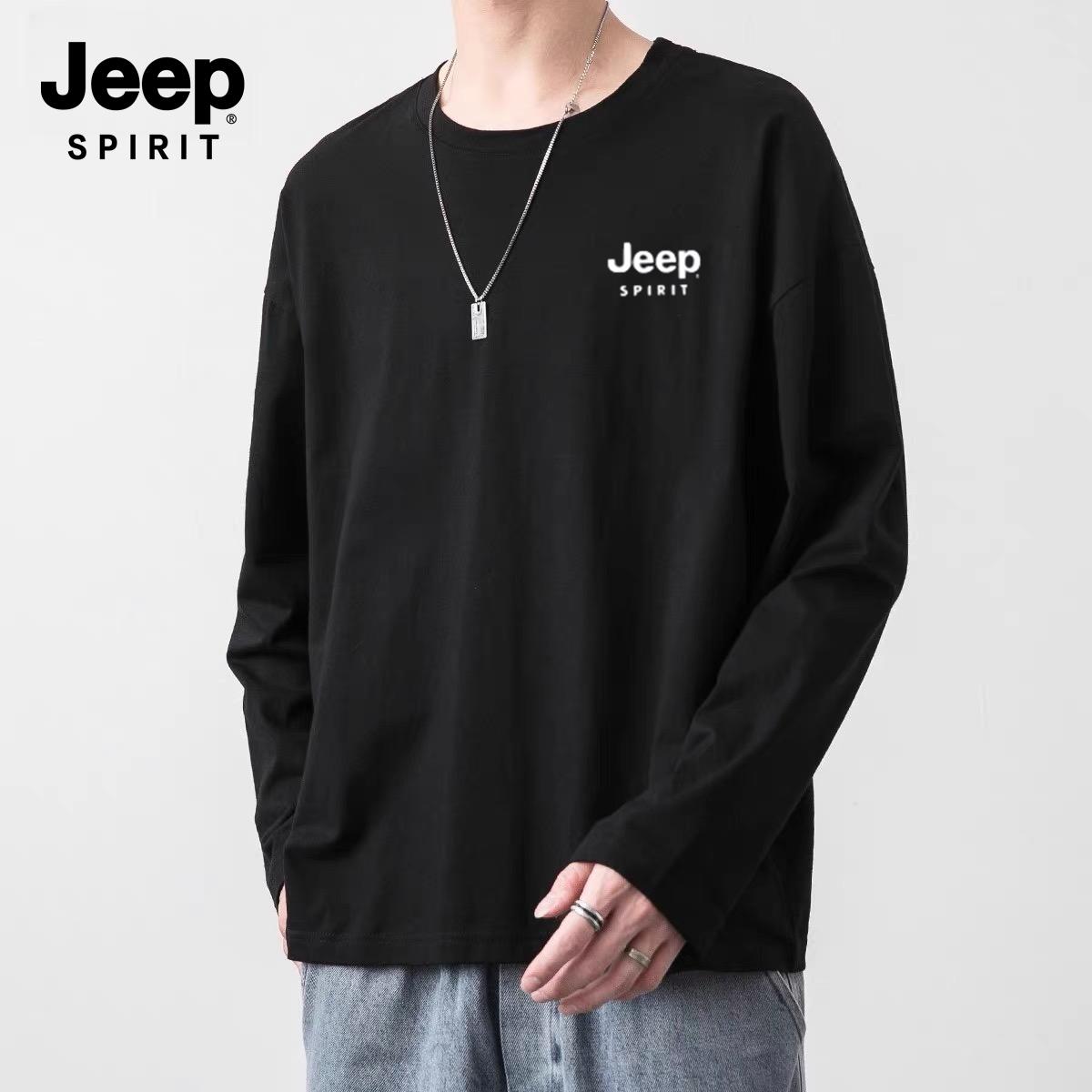 JEEP/吉普春秋季纯棉男士长袖T恤衫修身休闲圆领百搭打底衫上衣服_淘宝内购会_男装-第4张图片-提都小院
