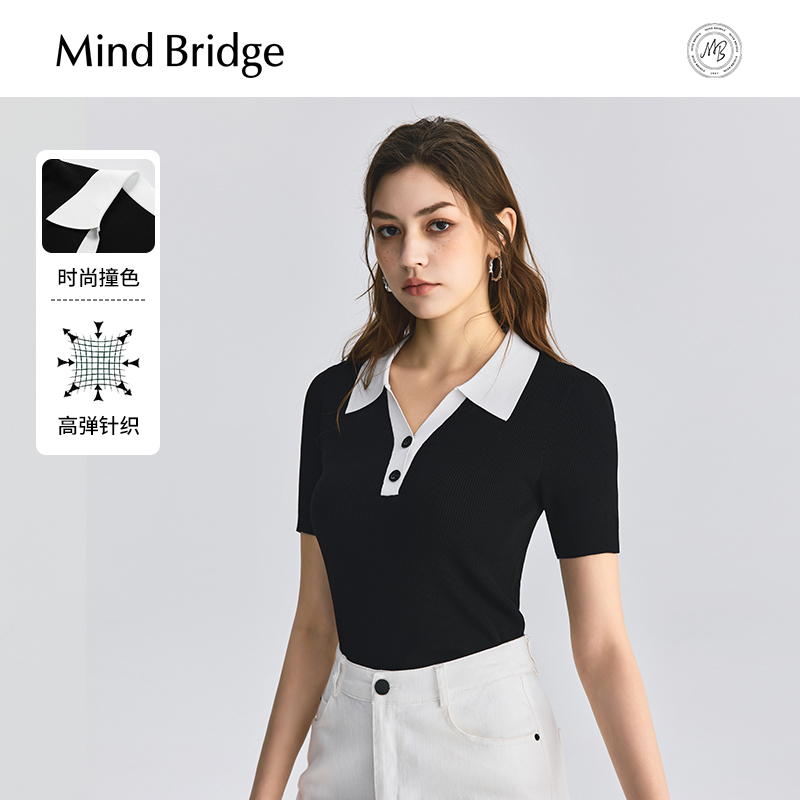 MindBridge短袖针织polo衫