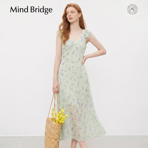 MindBridge中长款吊带碎花裙