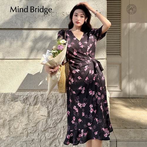 MindBridgeV领收腰碎花连衣裙