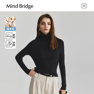针织打底衫 Mind 女士纯色修身 绵羊毛 2025年秋高领毛衣 Bridge